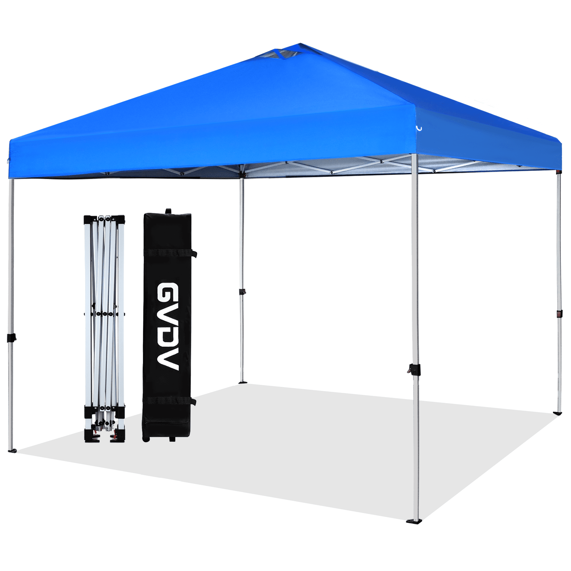 GVDV Canopy Tent, 10x10 Pop up Canopy Outdoor Shade with Wheeled Bag, Easy up Sun Shelter with Vents, Blue